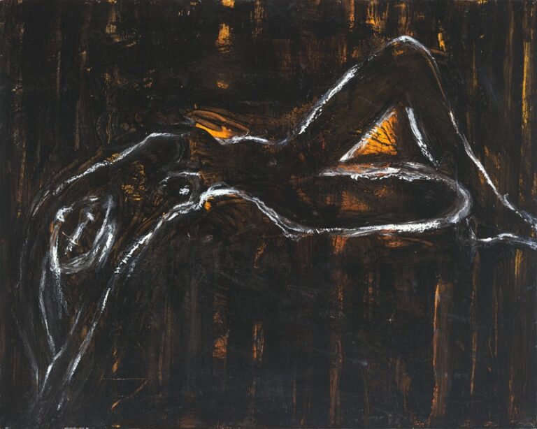Black Nude | 12″ x 18″; 16″ x 24″; larger sizes available |  100% cotton rag archival fine art paper | Oil and Resin on Canvas