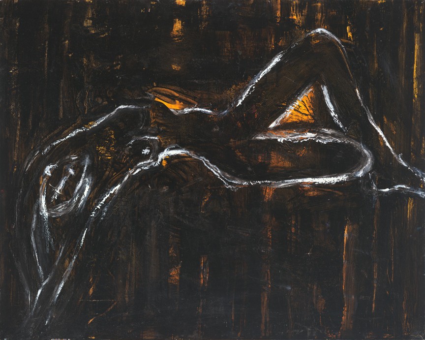 Black Nude | 12″ x 18″; 16″ x 24″; larger sizes available |  100% cotton rag archival fine art paper | Oil and Resin on Canvas