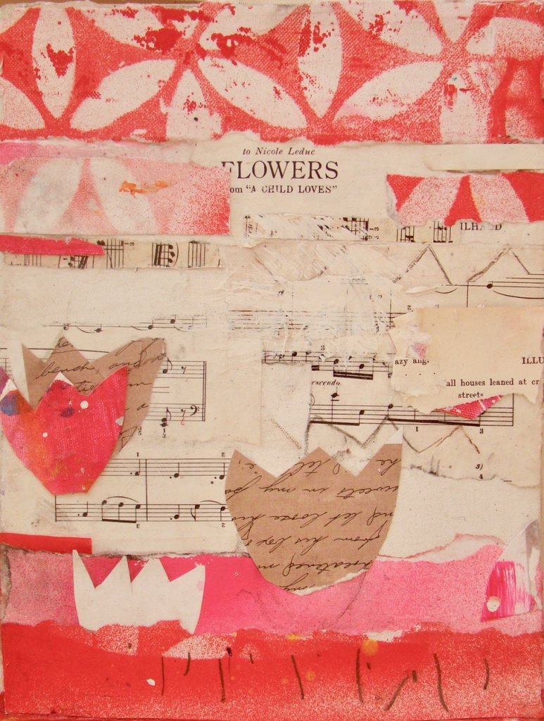 Tulips | 12″ x 9″ | Mixed Media and Collage on Canvas