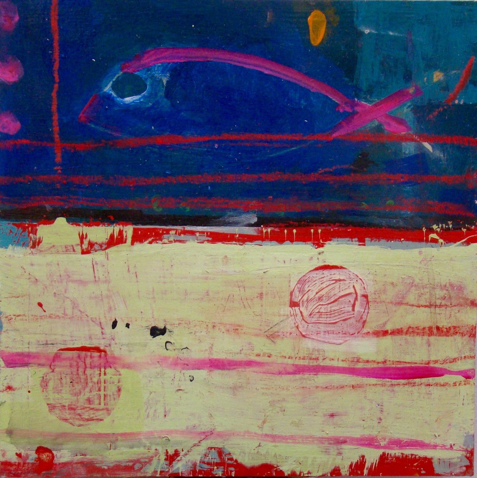 Deep Blue Sea | 13″ x 13″ | Mixed Media on Panel