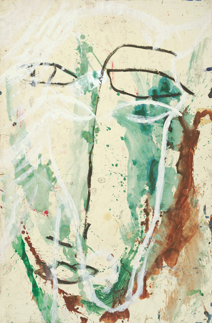 Green Face | 12″ x 18″; 16″ x 24″; larger sizes available |  100% cotton rag archival fine art paper | Acrylic on Paper