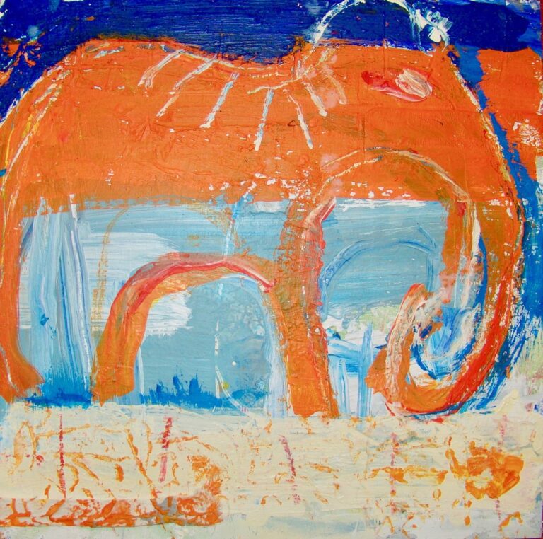 Moroccan Elephant | 13″ x 13″ | Mixed Media on Panel
