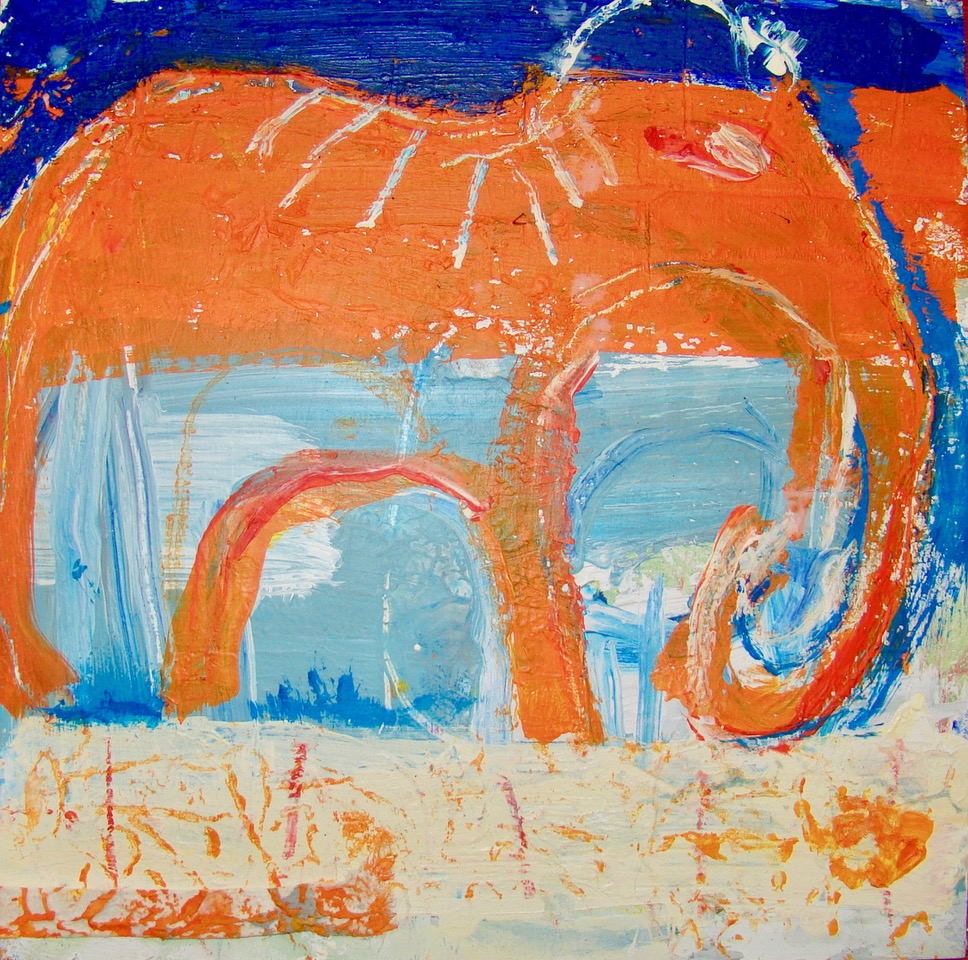 Moroccan Elephant | 13″ x 13″ | Mixed Media on Panel