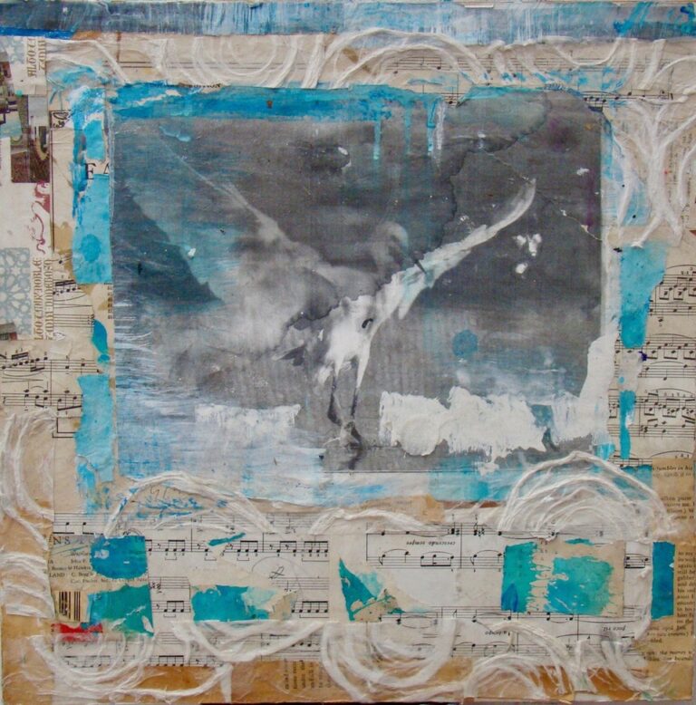 Flight | 17″ x 17″ | Mixed Media and Collage on Panel