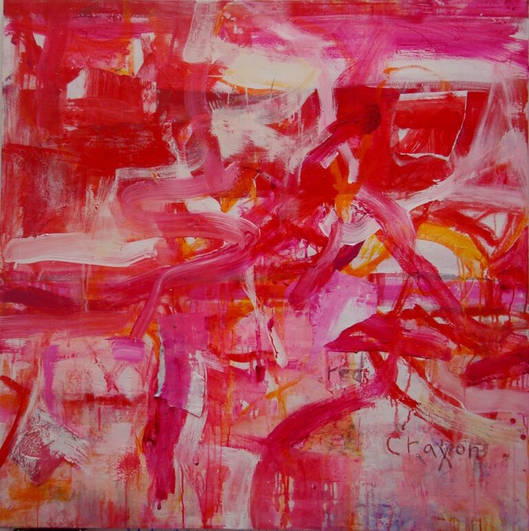 Red Crayon | 48″ x 48″ | Mixed Media on Canvas