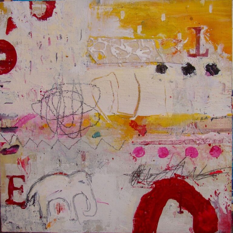 White Elephant | 13″ x 13″ | Mixed Media on Panel