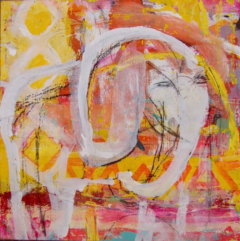 A Sunny Day in India | 13″ x 13″ | Mixed Media on Panel