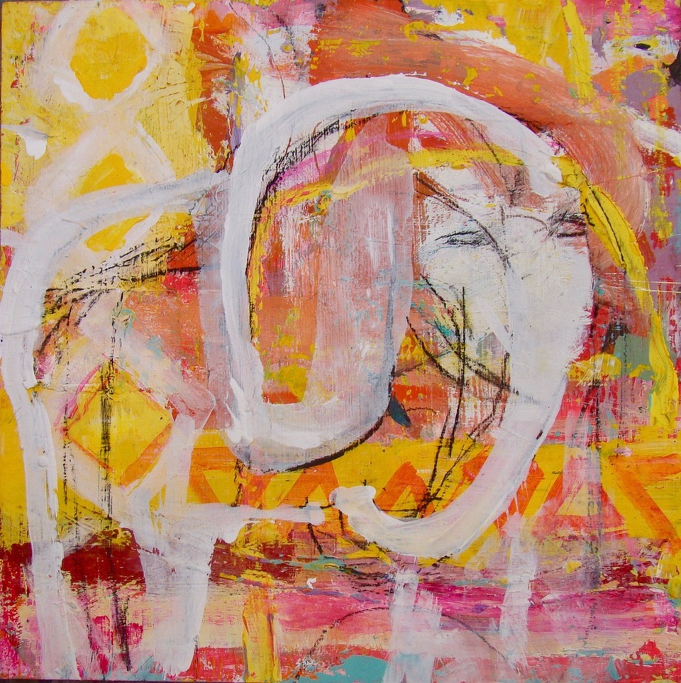 A Sunny Day in India | 13″ x 13″ | Mixed Media on Panel