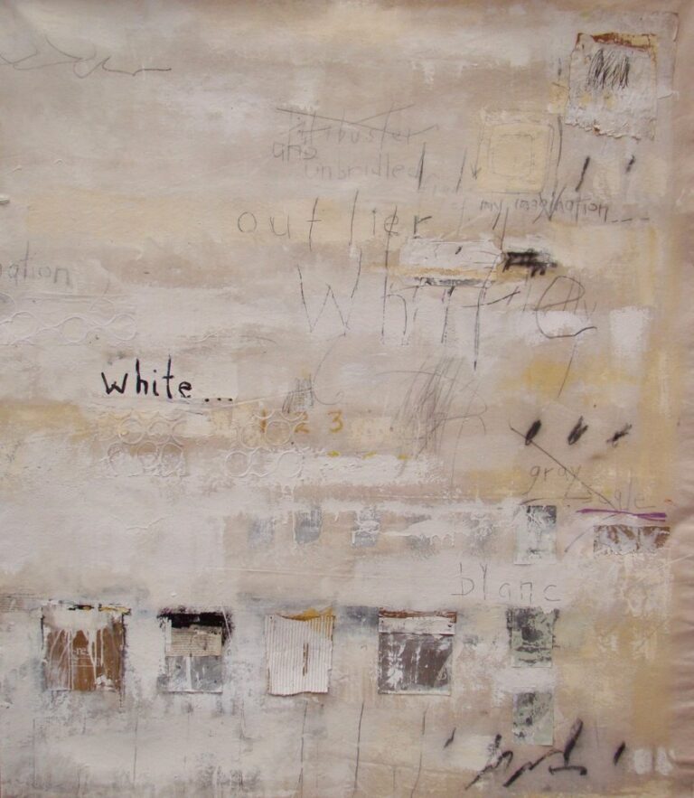 Black and White (Right Panel of Diptych) | 65″ x 55″ | Mixed Media and Collage on Canvas