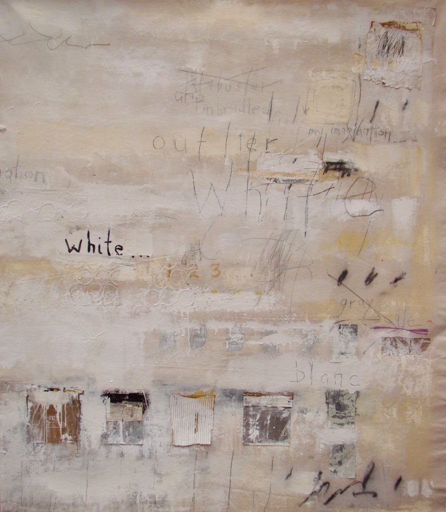 Black and White (Right Panel of Diptych) | 65″ x 55″ | Mixed Media and Collage on Canvas