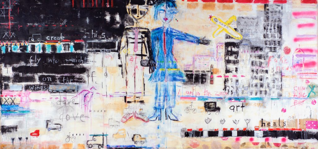 Out on the Town | 55″ x 114″ | Mixed Media on Canvas
