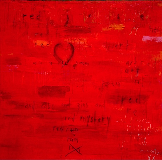 Red Rain | 54″ x 54″ | Oil and Mixed Media on Canvas