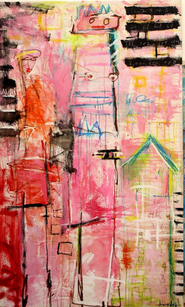 In the Pink | 89″ x 53″ | Mixed Media on Canvas