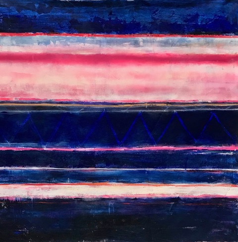 Playing the Blues at Midnight | 66″ x 61″ | Mixed Media on Canvas
