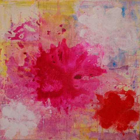 Explosion in Pink | 38″ x 38″ | Mixed Media on Canvas