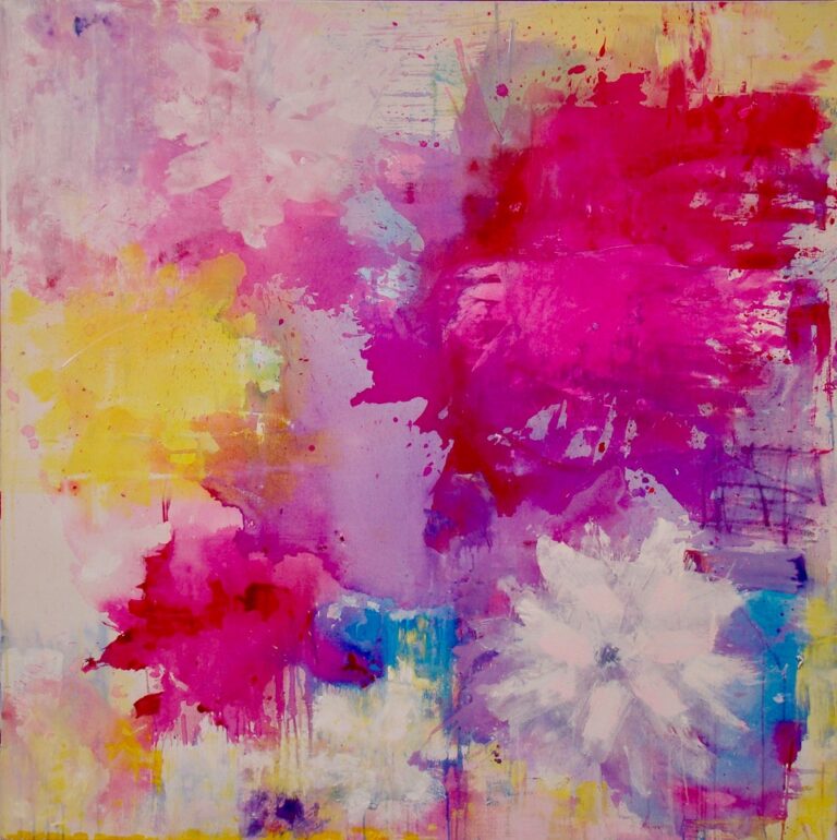 Peony 2 | 54″ x 54″ | Mixed Media on Canvas