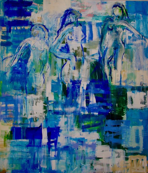 Three Muses | 76″ x 66″ | Mixed Media on Canvas