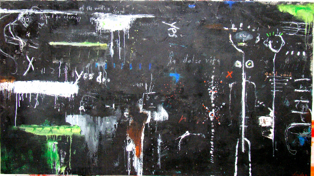 All the World’s a Stage | 52″ x 93″ | Mixed Media and Collage on Canvas