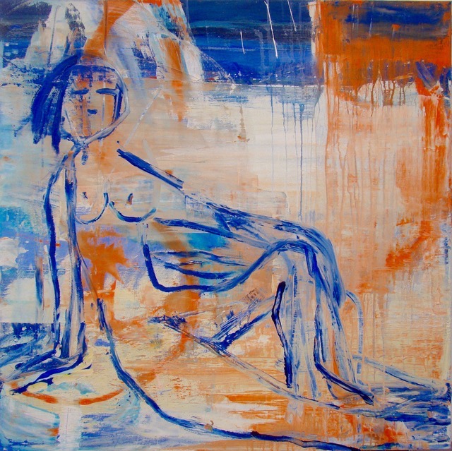 Reclining Nude | 36″ x 36″ | Mixed Media on Canvas