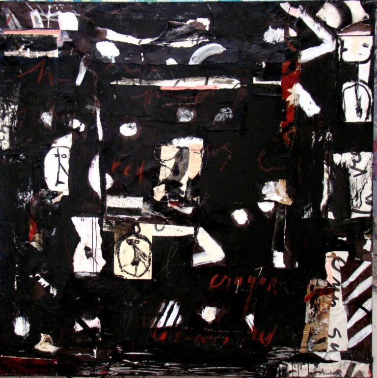Le Rouge et le Noir | 54″ x 54″ | Mixed Media on Canvas