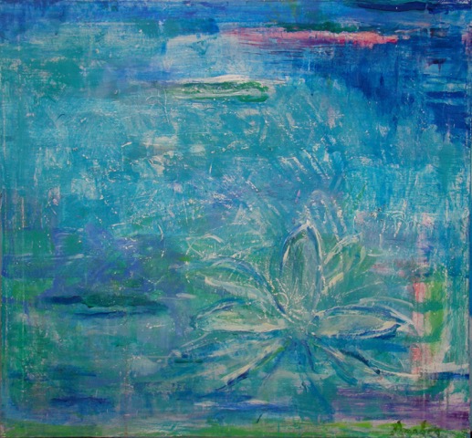 Water Lily | 28″ x 30″ | Mixed Media on Canvas