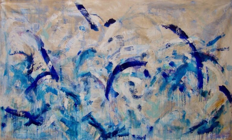 A Crystal Clear Day and the Ocean Took My Breath Away | 67″ x 112″ | Mixed Media on Canvas