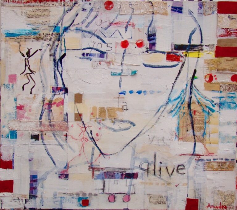 L.A. Lady | 32″ x 36″ | Mixed Media and Collage on Canvas