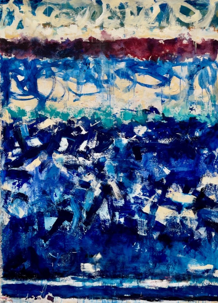 Atlantic Blues | 90″ x 67″ | Mixed Media on Canvas