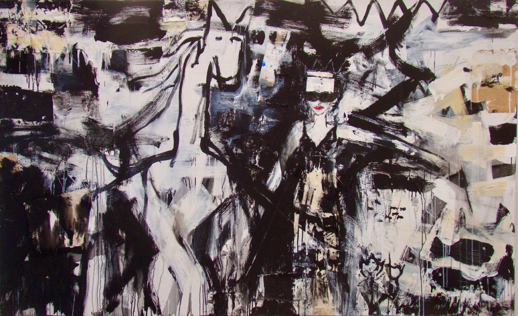 Lady of the Night / Queen of the Shadows | Mixed Media and Collage on Canvas