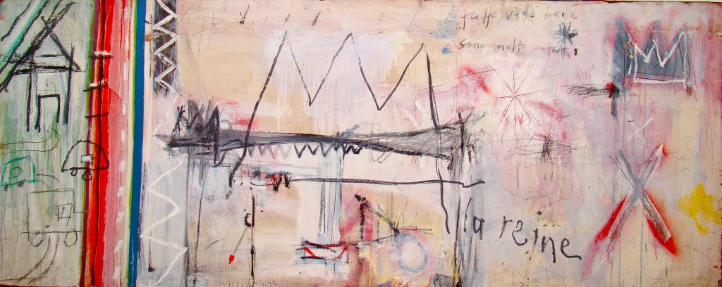 La Reine I 32″ x 80″ I Mixed Media on Wood Door