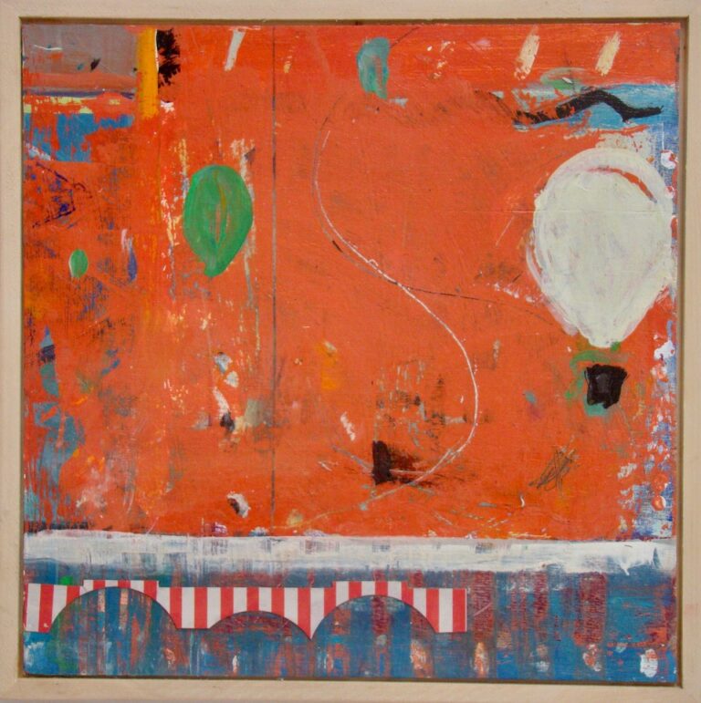 Parchute | 13” x 13” | mixed media on panel, framed